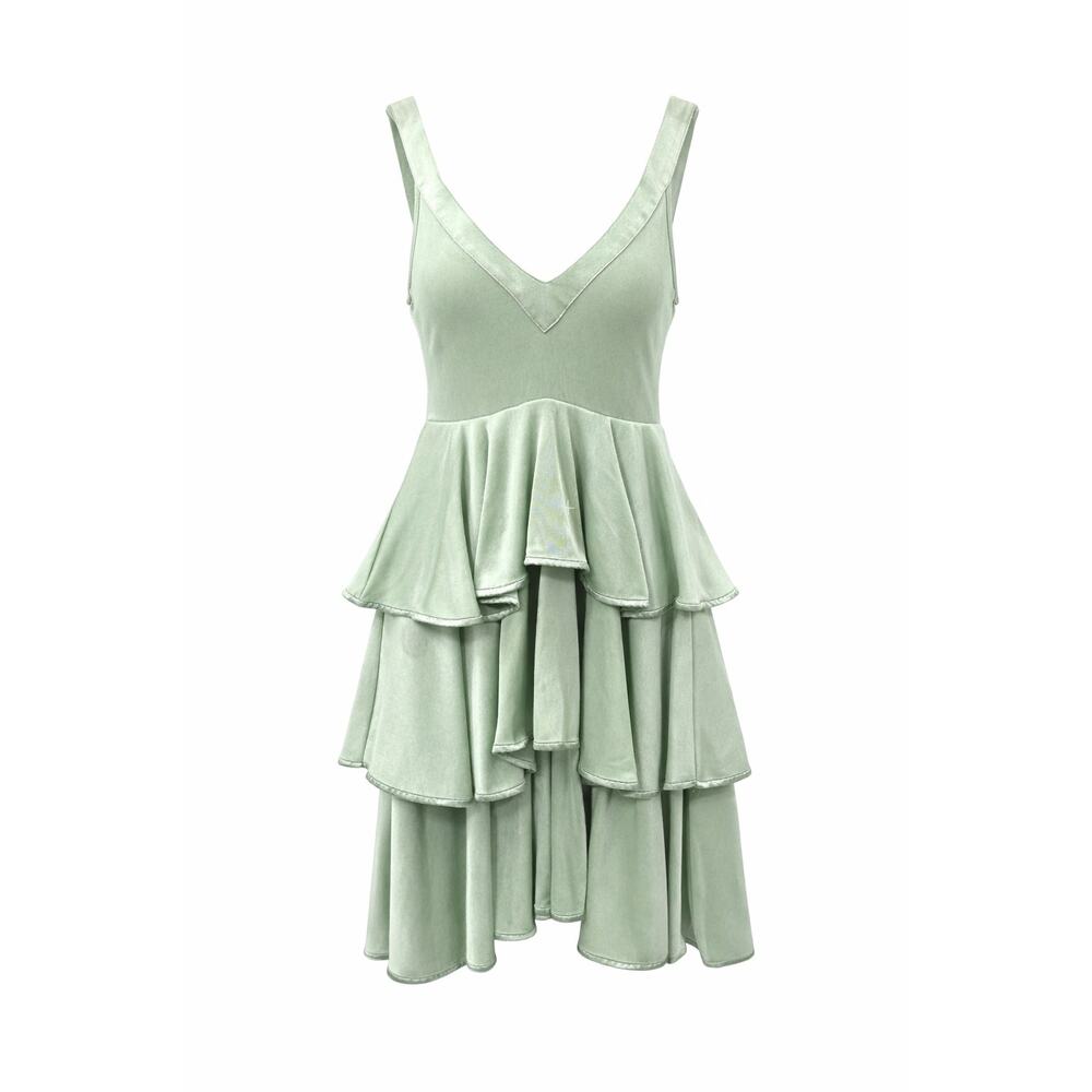Vintage 90s Marciano Guess Mint Green Ruffle Dress XS Fairycore Coquette Y2K
